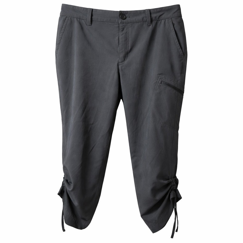 EDDIE BAUER Stretch Ripstop Crop Pant Womens Sz 8 Black Hiking Moist-Wick UPF50